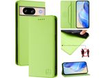 Custodia In Pelle Per Google Pixel 8, Flip Case Con Slot Per Carte, Portafoglio E Supporto Verde
