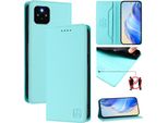 Custodia In Pelle Per Google Pixel 5, Flip Case Con Slot Per Carte, Portafoglio E Supporto Turchese