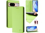Custodia In Pelle Per Google Pixel 8A, Flip Case Con Slot Per Carte, Portafoglio E Supporto Verde