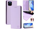 Custodia In Pelle Per Google Pixel 5, Flip Case Con Slot Per Carte, Portafoglio E Supporto Viola