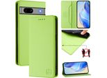 Custodia In Pelle Per Google Pixel 7A, Flip Case Con Slot Per Carte, Portafoglio E Supporto Verde