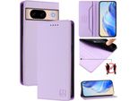 Custodia In Pelle Per Google Pixel 8A, Flip Case Con Slot Per Carte, Portafoglio E Supporto Viola