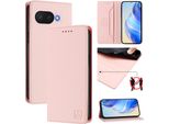 Custodia In Pelle Per Google Pixel 9A, Flip Case Con Slot Per Carte, Portafoglio E Supporto Rosa