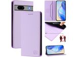 Custodia In Pelle Per Google Pixel 7A, Flip Case Con Slot Per Carte, Portafoglio E Supporto Viola