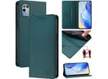 Custodia In Pelle Per Infinix Hot 9 Play/Hot 10 Play/Hot 11 Play, Custodia Flip Con Slot Per Carte, Portafoglio E Supporto Verde Scuro