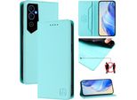 Custodia In Pelle Per Tecno Pova Neo 2, Flip Case Con Slot Per Carte, Portafoglio E Supporto Turchese
