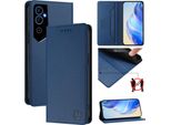 Custodia In Pelle Per Tecno Pova Neo 2, Flip Case Con Slot Per Carte, Portafoglio E Supporto Blu