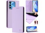 Custodia In Pelle Per Tecno Spark Go 2022/Spark 8C/Spark 9, Custodia Flip Con Slot Per Carte, Portafoglio E Supporto Viola