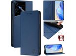 Custodia In Pelle Per Tecno Pova Neo 3, Flip Case Con Slot Per Carte, Portafoglio E Supporto Blu