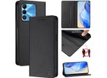 Custodia In Pelle Per Tecno Spark Go 2022/Spark 8C/Spark 9, Flip Case Con Slot Per Carte, Portafoglio E Supporto Nero