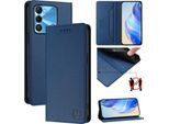 Custodia In Pelle Per Tecno Spark Go 2022/Spark 8C/Spark 9, Custodia Flip Con Slot Per Carte, Portafoglio E Supporto Blu
