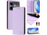 Custodia In Pelle Per Tecno Pova 6 Neo, Flip Case Con Slot Per Carte, Portafoglio E Supporto Viola