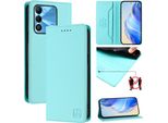 Custodia In Pelle Per Tecno Spark Go 2022/Spark 8C/Spark 9, Custodia Flip Con Slot Per Carte, Portafoglio E Supporto Turchese