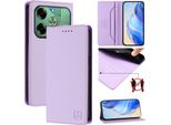 Custodia In Pelle Per Tecno Pova 6 4G, Flip Case Con Slot Per Carte, Portafoglio E Supporto Viola