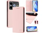 Custodia In Pelle Per Tecno Pova 6 Neo, Flip Case Con Slot Per Carte, Portafoglio E Supporto Rosa