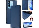 Custodia In Pelle Per Itel P38/Itel S17/Itel Vision 3, Custodia Flip Con Slot Per Carte, Portafoglio E Supporto Blu