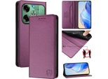 Custodia In Pelle Per Tecno Pova 6 4G, Flip Case Con Slot Per Carte, Portafoglio E Supporto Viola