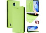 Custodia In Pelle Per Nokia C01 Plus/Nokia C1 2Nd Edition, Flip Case Con Slot Per Carte, Portafoglio E Supporto Verde