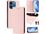 Custodia In Pelle Per Oukitel C51, Flip Case Con Slot Per Carte, Portafoglio E Supporto Rosa