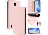 Custodia In Pelle Per Nokia C01 Plus/Nokia C1 2Nd Edition, Flip Case Con Slot Per Carte, Portafoglio E Supporto Rosa