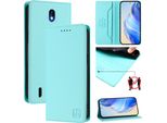 Custodia In Pelle Per Nokia C01 Plus/Nokia C1 2Nd Edition, Flip Case Con Slot Per Carte, Portafoglio E Supporto Turchese