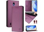 Custodia In Pelle Per Nokia C01 Plus/Nokia C1 2Nd Edition, Custodia Flip Con Slot Per Schede, Portafoglio E Supporto Viola
