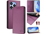 Custodia In Pelle Per Oukitel C50, Flip Case Con Slot Per Carte, Portafoglio E Supporto Viola