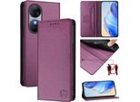 Custodia In Pelle Per Oukitel C38, Flip Case Con Slot Per Schede, Portafoglio E Supporto Viola