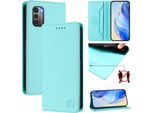 Custodia In Pelle Per Nokia G21/Nokia G11, Flip Case Con Slot Per Carte, Portafoglio E Supporto Turchese