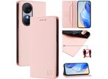 Custodia In Pelle Per Oukitel C38, Flip Case Con Slot Per Carte, Portafoglio E Supporto Rosa