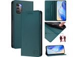 Custodia In Pelle Per Nokia G21/Nokia G11, Flip Case Con Slot Per Carte, Portafoglio E Supporto Verde Scuro