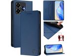 Custodia In Pelle Per Zte Blade V60 Vita/V60 Design/Nubia V60 Design/Axon 60 Lite, Custodia Flip Con Slot Per Carte, Portafoglio E Supporto Blu
