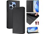 Custodia In Pelle Per Oukitel C50, Flip Case Con Slot Per Carte, Portafoglio E Supporto Nero