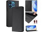 Custodia In Pelle Per Oukitel C51, Flip Case Con Slot Per Carte, Portafoglio E Supporto Nero