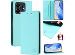 Custodia In Pelle Per Zte Blade V60 Vita/V60 Design/Nubia V60 Design/Axon 60 Lite, Custodia Flip Con Slot Per Carte, Portafoglio E Supporto Turchese