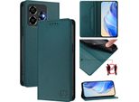 Custodia In Pelle Per Zte Blade V60 Vita/V60 Design/Nubia V60 Design/Axon 60 Lite, Custodia Flip Con Slot Per Carte, Portafoglio E Supporto Verde Scuro