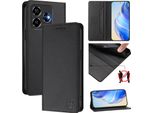Custodia In Pelle Per Zte Blade V60 Vita/V60 Design/Nubia V60 Design/Axon 60 Lite, Custodia Flip Con Slot Per Carte, Portafoglio E Supporto Nero