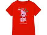 Peppa Pig - Maglietta Per Bambini - Design Natalizio TV5022 (104) (Rosso)
