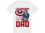 Captain America - Maglietta "Legendary Dad"" Da Uomo TV5047 (M) (Bianco)"