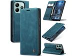 Custodia Per Xiaomi Redmi Note 14 5G, Retro Custodia In Finto Cuoio Con Funzione Stand Blu