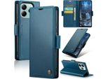 Custodia Per Xiaomi Redmi Note 14 5G, Carta Di Blocco Rfid, Custodia Avanzata In Pelle Flip Con Funzione Stand Blu