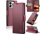 Custodia Per Xiaomi Redmi Note 14 5G, Carta Di Blocco Rfid, Custodia Avanzata In Pelle Flip Con Funzione Stand Rosso