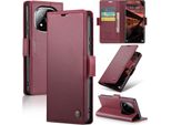 Custodia Per Xiaomi Redmi Note 14 Pro/Note 14 Pro+ 5G, Carta Di Blocco Rfid, Custodia Avanzata In Pelle Flip Con Funzione Stand Rosso