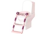 Clanmacy Trainer Per Wc Regolabile In Altezza Sedile Per Wc Con Gradini Sedile Per Wc Per Bambini Con Paraspruzzi E Maniglie, Pieghevole Rosa