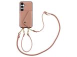 Custodia Samsung Galaxy S24/Samsung Galaxy S25 - Pelle Finta - Selencia Hard Case/Sleeve Con Cinturino/Copertura Posteriore - Rosa