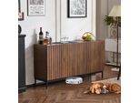 Credenza Flieks Con Cassettiera A 3 Ante, Credenza 150X40X80 Cm, Mobile Da Cucina Con Ripiani Regolabili, Mobile In Piedi In Legno Marrone