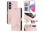 Custodia In Pelle Per Samsung Galaxy S25, Dolce Gatto Custodia Flip Con Funzione Stand E Portafoglio Rosa