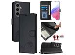 Custodia In Pelle Per Samsung Galaxy S25 Fe, Dolce Gatto Custodia Flip Con Funzione Stand E Portafoglio Nero