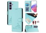 Custodia In Pelle Per Samsung Galaxy S25, Dolce Gatto Custodia Flip Con Funzione Stand E Portafoglio Verde Chiaro