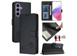 Custodia In Pelle Per Samsung Galaxy S25, Dolce Gatto Custodia Flip Con Funzione Stand E Portafoglio Nero